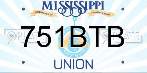 751BTB Mississippi License Plate