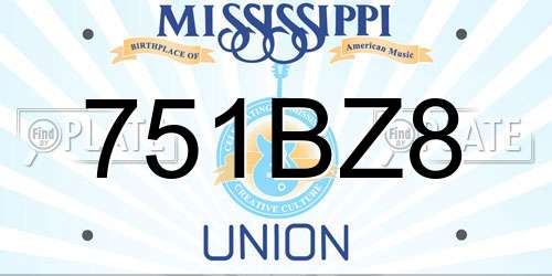 751BZ8 Mississippi License Plate