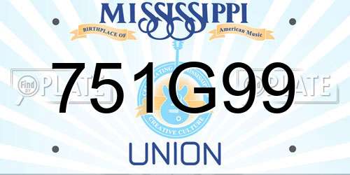 751G99 Mississippi License Plate