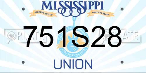 751S28 Mississippi License Plate