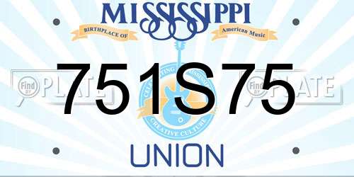 751S75 Mississippi License Plate