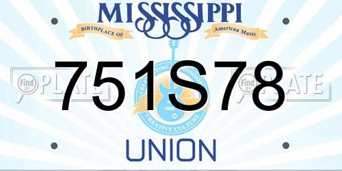 751S78 Mississippi License Plate