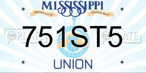 751ST5 Mississippi License Plate