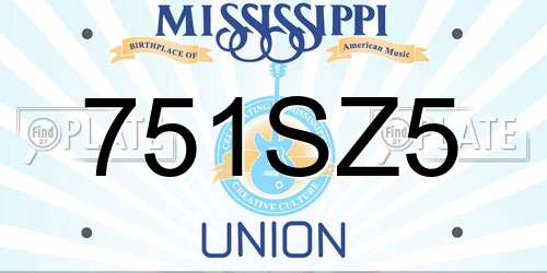 751SZ5 Mississippi License Plate