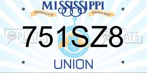 751SZ8 Mississippi License Plate