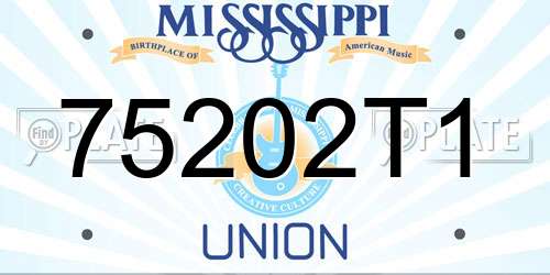 75202T1 Mississippi License Plate