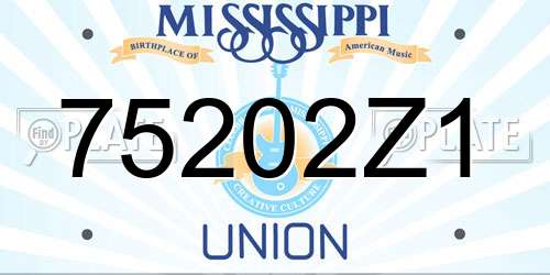 75202Z1 Mississippi License Plate