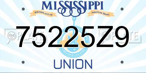 75225Z9 Mississippi License Plate