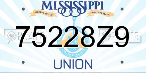 75228Z9 Mississippi License Plate
