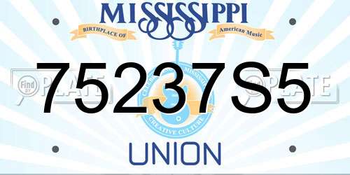 75237S5 Mississippi License Plate