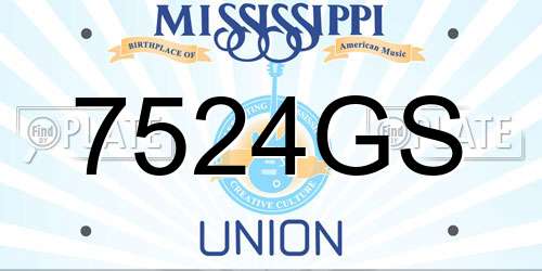 7524GS Mississippi License Plate
