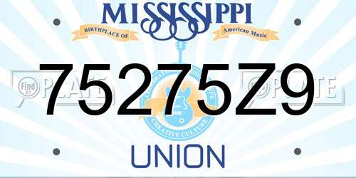 75275Z9 Mississippi License Plate