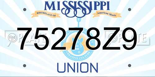 75278Z9 Mississippi License Plate