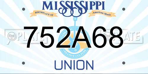 752A68 Mississippi License Plate