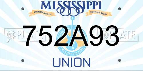 752A93 Mississippi License Plate
