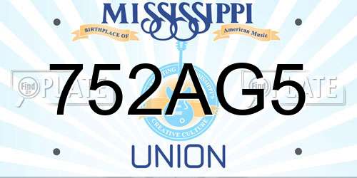 752AG5 Mississippi License Plate