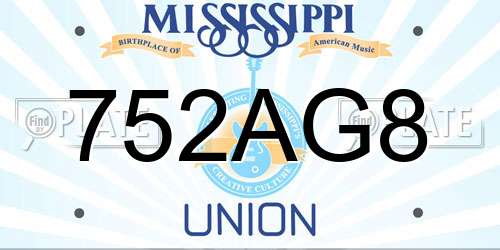 752AG8 Mississippi License Plate
