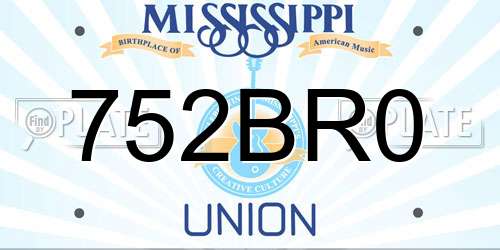 752BR0 Mississippi License Plate