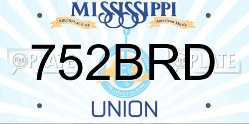 752BRD Mississippi License Plate