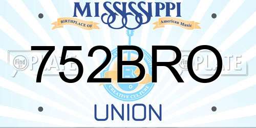 752BRO Mississippi License Plate