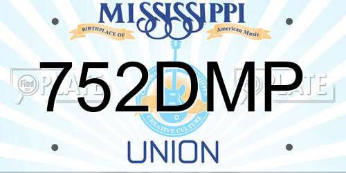 752DMP Mississippi License Plate