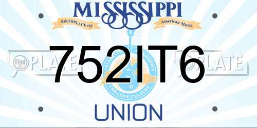 752IT6 Mississippi License Plate