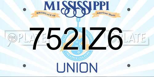 752IZ6 Mississippi License Plate
