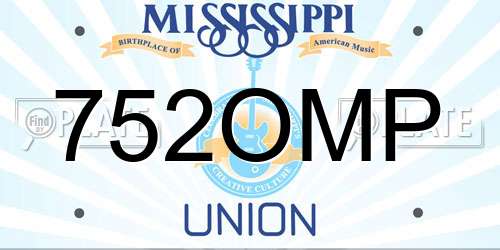 752OMP Mississippi License Plate