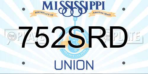 752SRD Mississippi License Plate