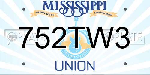 752TW3 Mississippi License Plate