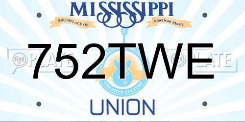 752TWE Mississippi License Plate