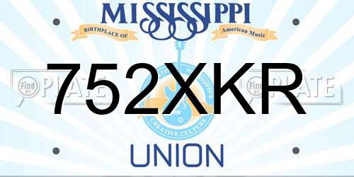 752XKR Mississippi License Plate
