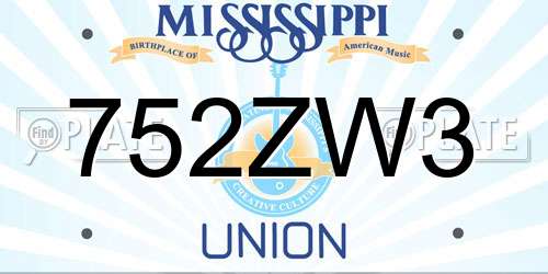752ZW3 Mississippi License Plate