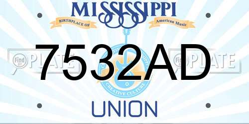 7532AD Mississippi License Plate