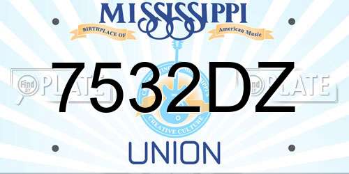 7532DZ Mississippi License Plate