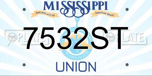 7532ST Mississippi License Plate