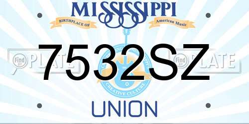 7532SZ Mississippi License Plate