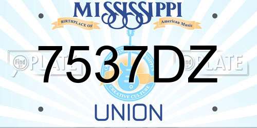 7537DZ Mississippi License Plate