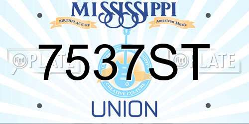 7537ST Mississippi License Plate