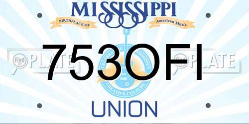 753OFI Mississippi License Plate
