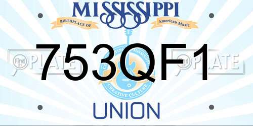 753QF1 Mississippi License Plate