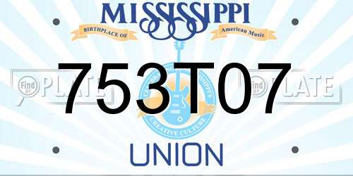 753T07 Mississippi License Plate