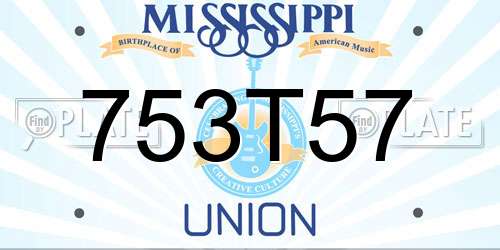 753T57 Mississippi License Plate