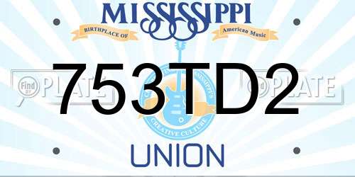 753TD2 Mississippi License Plate
