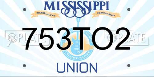 753TO2 Mississippi License Plate