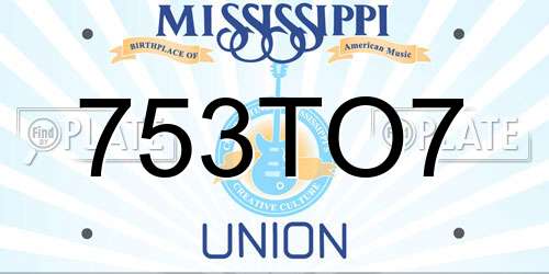 753TO7 Mississippi License Plate