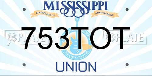 753TOT Mississippi License Plate
