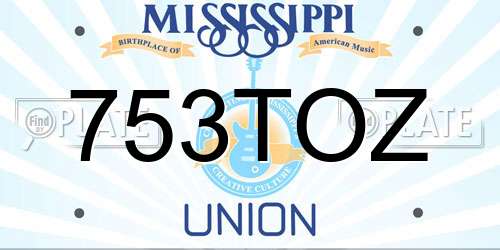 753TOZ Mississippi License Plate