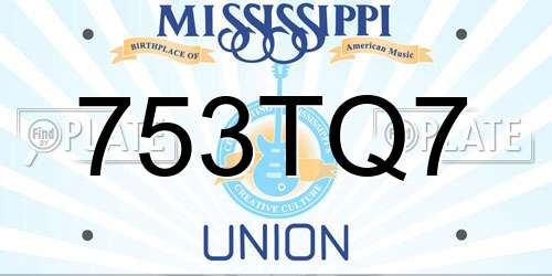 753TQ7 Mississippi License Plate