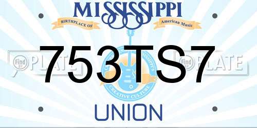 753TS7 Mississippi License Plate